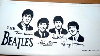Rare Vintage 1960s The Beatles White Vinyl Pencil Pouch 2
