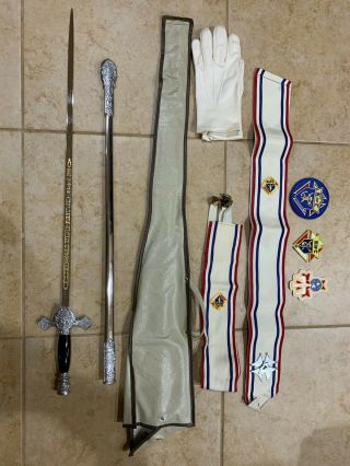 Vintage Knights Of Columbus Sword With Scabbard And Additions