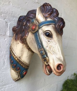 Vintage Carousel Horse Figure Head Wall Mount Alfco N.  Y.  Life Size 1960’s Resin