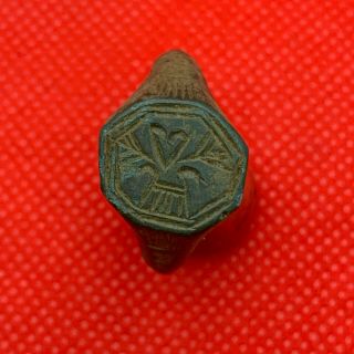 Rare Ancient Bronze Ring Viking 10 - 12 Century With Shaman Pattern