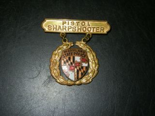 Rare Antiqe Maryland State Police Pistol Sharpshooter Medal