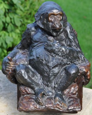 Alan Hamwi Bronze Gorilla,  Recliner,  Remote Control,  Beverage Zoo,  Columbus Ohio