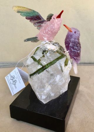 Fluorite/rq And Amethyst Hb Pair On Tourmaline On Amethyst 5 " - Peter Muller