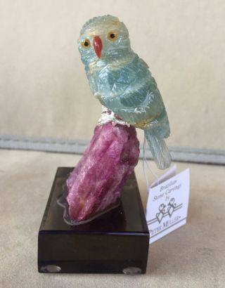 Blue Calcite Owl On Tourmaline Crystal 45 - Peter Muller