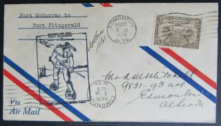 1929 First Flight Air Mail Signed By Pilot Wop May Fort Mcmurray - Fort Fitzgerald