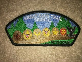 Boy Scout Bsa Great Sauk Trail Sa95:3 Eagle Michigan Council Strip Csp Patch