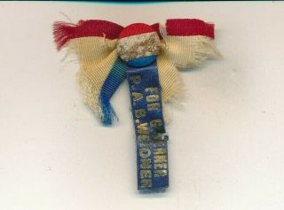 P.  A.  B.  Widener For Governor - Early Pennsylvania Ribbon - 1st Time Seen Rare Pa