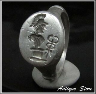 Hermes - Caduceus Ancient Legionary Silver Greek Roman Ring Rare
