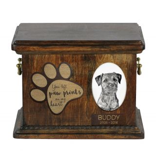 Border Terrier,  Dog,  Exclusive Urn With Ceramic Plate,  Art Dog Ca