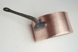 Large Vintage Copper Sauce Pan Hammered Tin Lined Dovetail 10inch 7.  5lbs 2mm