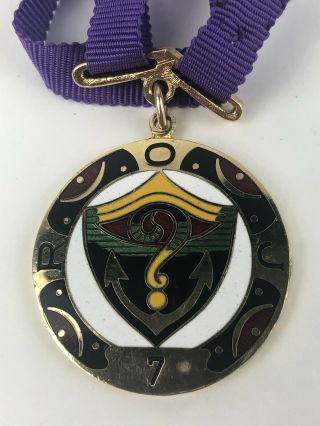 Vtg Gold Enamel Royal Order Of Jesters Masonic Medallion Pendant Roj