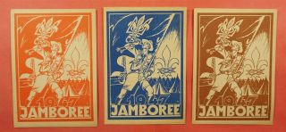 (3) 1947 Ukrainian Boy Scouts World Jamboree Of Peace Postcards
