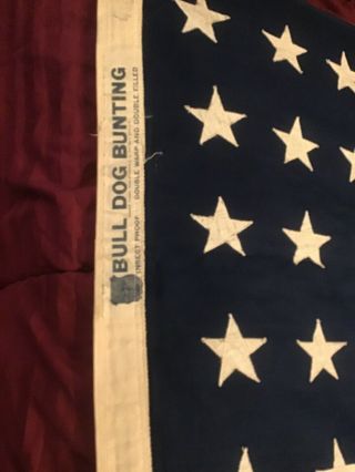 48 Sewn Star Stripe Us Flag Wwi/wwii Era American Usa Bull Dog Bunting Box 4’x6’
