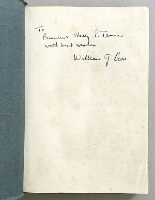 Book Signed PROFESSOR WILLIAM LEON To PRESIDENT HARRY TRUMAN w/ Laid - In Letter 2