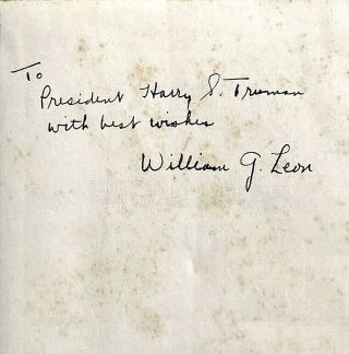 Book Signed PROFESSOR WILLIAM LEON To PRESIDENT HARRY TRUMAN w/ Laid - In Letter 3