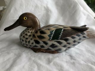 Old Hand Carved & Painted Wooden Mallard Duck Decoy W/glass Eyes 11 " L