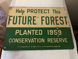 (rare) Vintage Metal Us Department Of Agriculture Forest Service Sign.  1959