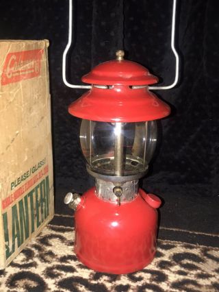 Vintage 1972 Red Coleman 200a195 Camping Lantern W/box