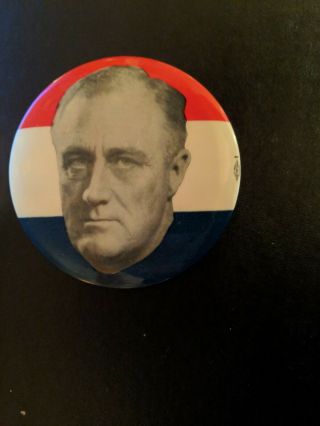 Fdr Franklin Roosevelt Campaign Button Pin Rare 3.  5 " Vintage Floating Head
