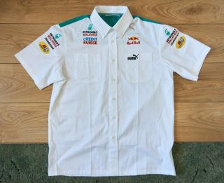 Vintage F1 Red Bull Sauber Petronas Down Up Shirt,  Short Sleeves,  Size L,  Italy
