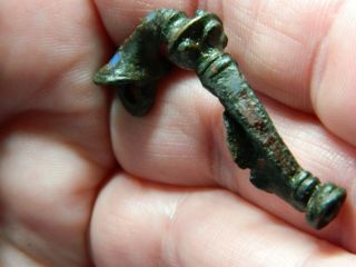 Rare Roman Romano british enamelled bronze trumpet brooch detecting detector 3