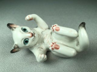 Nymphenburg Germany Porcelain Figurine Of A Cat Playing,  Adorable