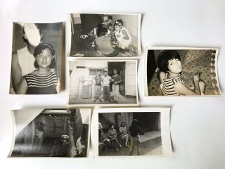 Set Of 6 Vintage Photos In Asia,  Asian Girls And Men (vietnam?)