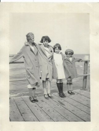 2 Antique Photos 1920s Pretty Girls Knee Socks Boardwalk Woman Main Street