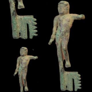 Rare Ancient Roman Bronze Period Key With Statue - 200 - 400 Ad (2)