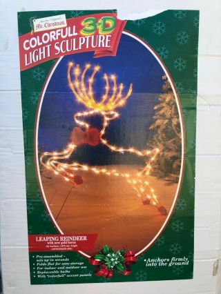 Large Vintage Mr Christmas Leaping Reindeer Light Sculpture Yard Decor 53 " X 41 "