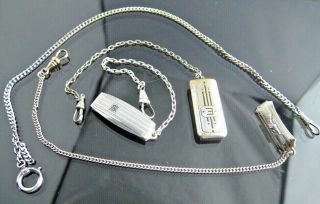 Antique Sterling Silver 1&2 Gold Filled Pocket Watchchain Fob With Safety Belt