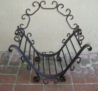 Antique Ornate French Victorian Gothic Wrought Iron Log Holder Steampunk - Vtg