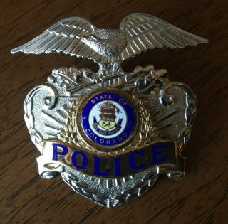 Obsolete State Of Colorado Vintage Police Hat Badge