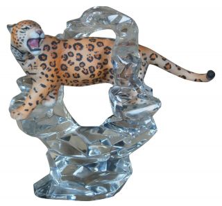 Cats Of The World By Franklin Porcelain Leopard Figurine On Crystal Base
