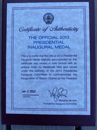 2013 Official Barack Obama Inaugural Medal - Gift Box - 2