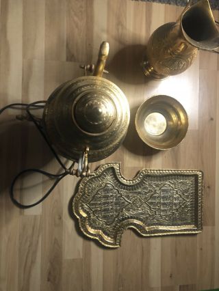 Rare Vintage Electric Antique Persian Gold Plated 6pc Tea Set (middle Eastern)