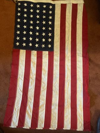 Vintage 48 Star American Flag Storm King 2 1/2’ X4’ Stitched Stars & Stripes