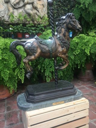 Vintage.  Bronze Carousel Horse By Carmel.  27 Inches Tall.
