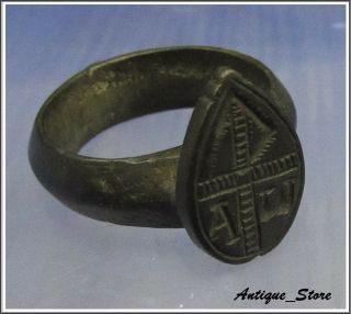 Chi - Rho Ancient Bronze Roman Legionary Cristianity Ring Rare