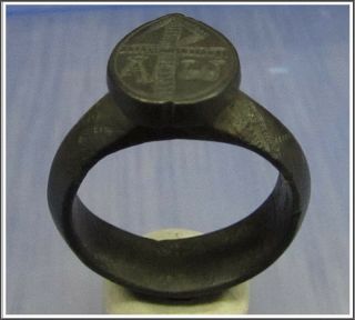 CHI - RHO Ancient Bronze Roman Legionary Cristianity Ring RARE 3