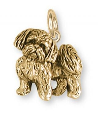 Lhasa Apso Charm 14k Yellow Gold Vermeil Dog Jewelry Lsz21 - Cvm