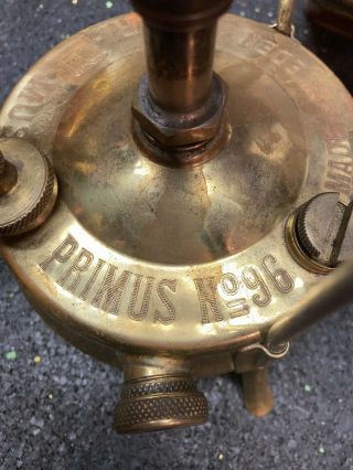 Primus brass camping stove Model No.  96 rare vintage 3