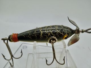Vintage Rare South Bend 3 Hook Minnow Fishing Lure 2 3/4 " Long Glass Eyes Wood