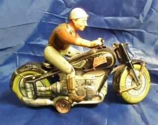 Vintage Arnold Tin Wind - Up Mac 700 Motorcycle Toy Made In Us Zone Germany 7 - 1/2 "