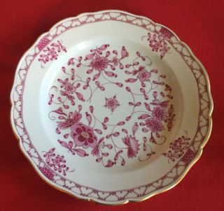 Vintage Porcelain Dinner Plate Puce Purple Flowers Gilt Gold Meissen Mark 2