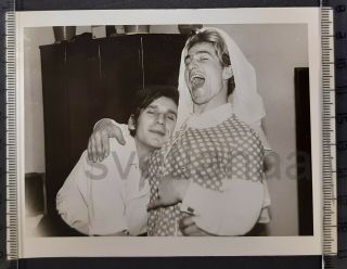 Funny Couple Wedding Affectionate Buddies Love Handsome Men Gay Vintage Photo