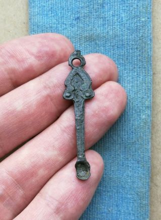 Ancient Viking Decorated Bronze Tool With Ornament The Ear From Sulfur