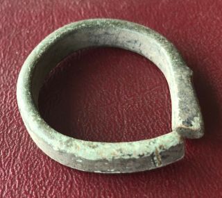 Authentic Ancient Lake Ladoga Viking Artifact - Bronze Hair Ring? Animal T54
