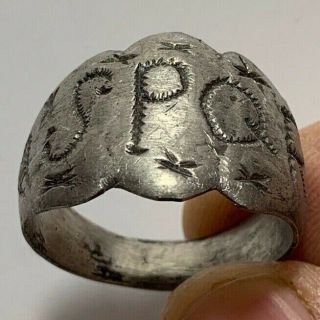 Very Rare Ancient Roman Military Silver Seal Ring " Spqr " Circa 100 - 200 Ad 27mm