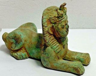 Rare - Ancient Egyptian Solid Bronze Sphinx Statuette - Circa 1000 - 800bce 131mm